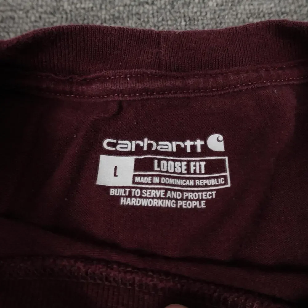 Carhartt Shirt Mens Large Red Short Sleeve Pocket Tee Tagless Loose Fit Workwear